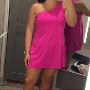 One shoulder pink workout dress